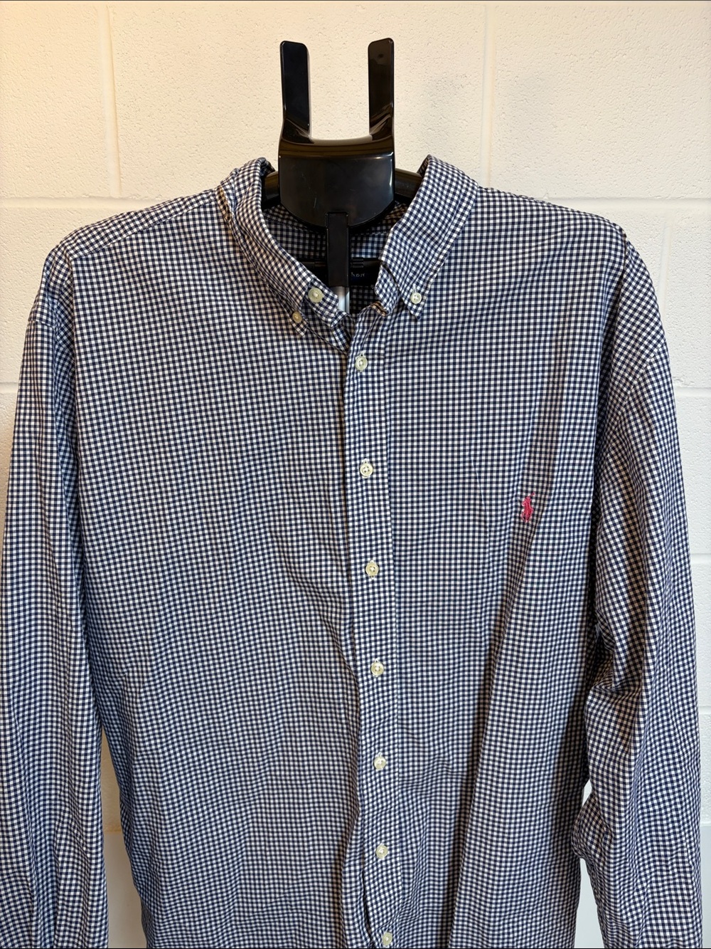 Men’s 3XB BIG Ralph Lauren Classic Fit Button Up Dress Shirt Blue Checkered